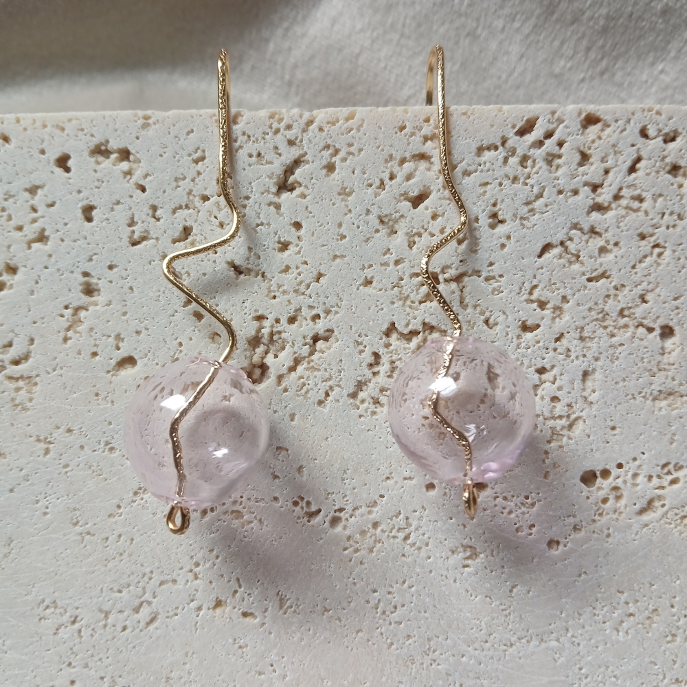 Elegant Gold and Pink Dangle Earrings